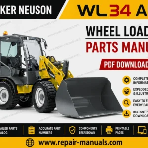 Parts manual for Wacker Neuson WL34 AU Wheel Loader, showcasing components and assembly instructions for repairs