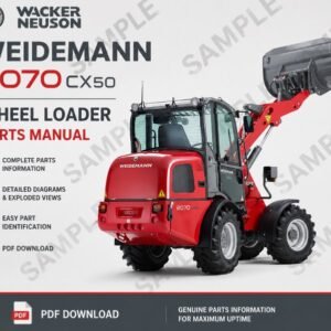 Parts manual for Weidemann 2070 CX50 Wheel Loader, displaying diagrams and part names for maintenance and repair
