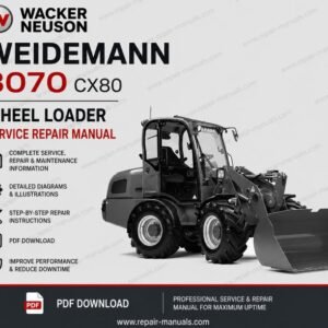 Service repair manual for Wacker Neuson Weidemann 3070 CX80 Wheel Loader, showcasing the loader and essential information