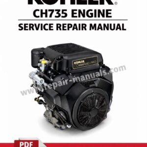 Kohler CH735 Engine Service Repair Manual with a detailed illustration of engine components and the title prominently displayed