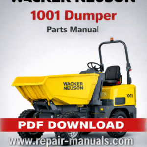 Wacker Neuson 1001 Dumper Parts Manual cover featuring detailed diagrams and parts list for maintenance and repair