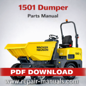 Wacker Neuson 1501 Dumper Parts Manual with an image of the dumper and a comprehensive parts breakdown