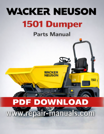 Wacker Neuson 1501 Dumper Parts Manual with an image of the dumper and a comprehensive parts breakdown
