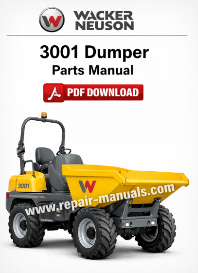 Parts manual for Wacker Neuson 3001 Dumper, displaying diagrams and specifications for maintenance and repairs