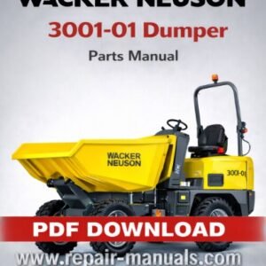Wacker Neuson 3001-01 Dumper Parts Manual cover featuring detailed diagrams and parts list for maintenance and repair