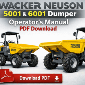 Cover of the Wacker Neuson 5001 and 6001 Dumper Operator's Manual, highlighting key operational features and guidelines