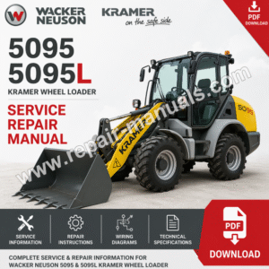 Service Repair Manual for Wacker Neuson Kramer Wheel Loader, displaying the title and a graphic of the equipment