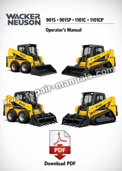 Wacker Neuson operator's manual for models 901S, 901SP, 1101C, and 1101CP, displaying key features and usage instructions