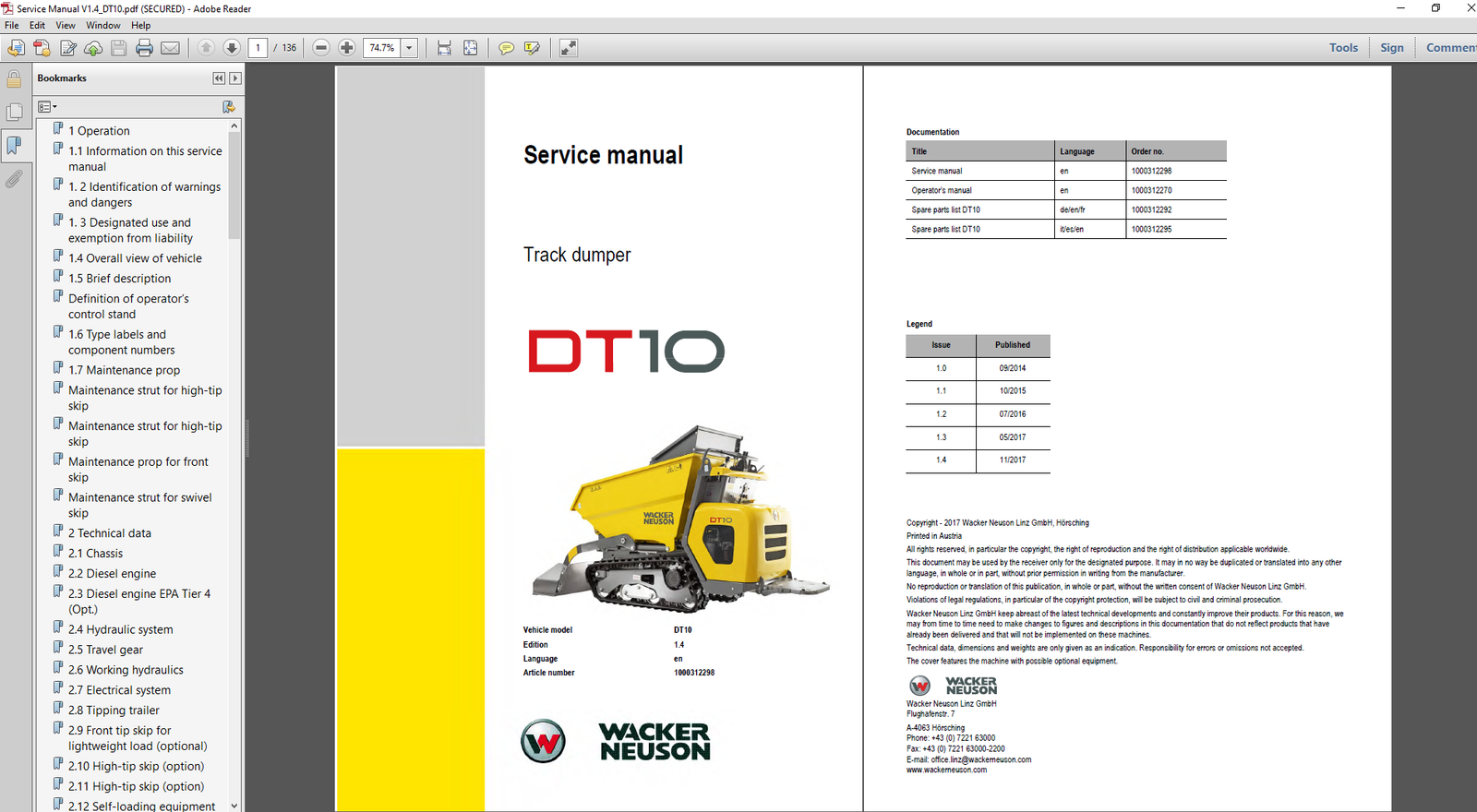 Wacker Neuson DT10 Dumper Service Repair Manual, highlighting essential repair guidelines and technical specifications