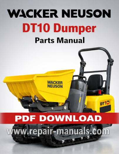 Parts manual for Wacker Neuson DT10 Dumper, displaying diagrams and specifications for maintenance and repairs