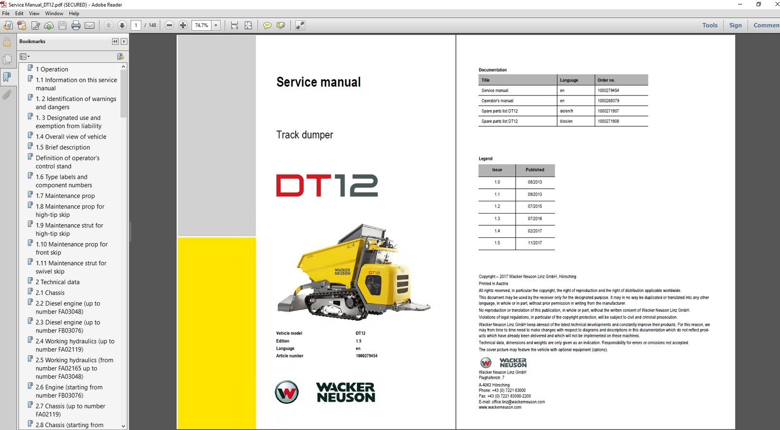 Wacker Neuson DT12 Dumper Service Repair Manual, highlighting essential repair guidelines and technical specifications