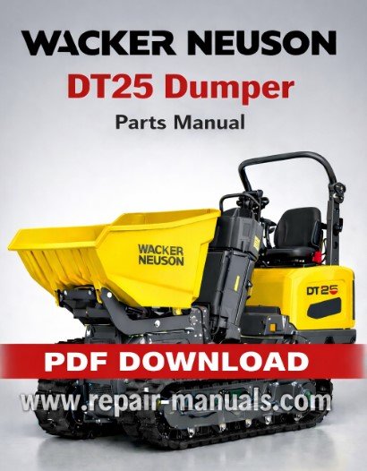 Parts manual for Wacker Neuson DT25 Dumper, displaying diagrams and specifications for maintenance and repairs