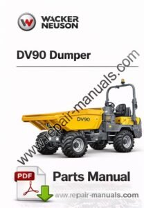 Parts manual for Wacker Neuson DV90 Dumper, displaying diagrams and specifications for maintenance and repairs