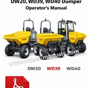 Operator's Manual for Wacker Neuson DW20, WD39, WD40 Dumper, displaying model details and operational guidelines