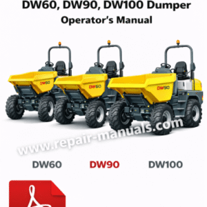 Operator's Manual for Wacker Neuson DW60, DW90, DW100 Dumper, displaying model details and safety instructions