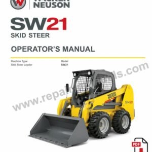 Wacker Neuson SW21 Skid Steer Operator's Manual cover featuring the model name and safety instructions
