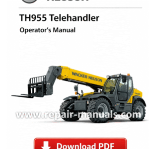 Wacker Neuson TH955 Telehandler Operator's Manual, showcasing the title and key operational information for users
