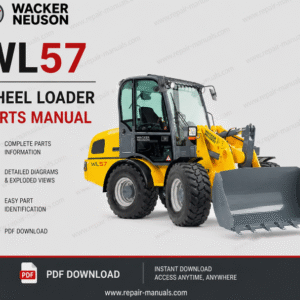 Parts manual for Wacker Neuson WL57 Wheel Loader, displaying diagrams and part numbers for maintenance and repairs