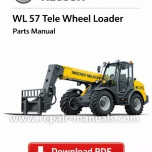 Parts manual for Wacker Neuson WL57 Tele Wheel Loader, displaying detailed diagrams and component listings
