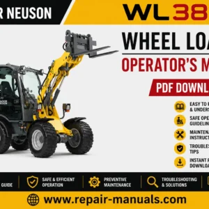 Operator's Manual for Wacker Neuson WL38 Wheel Loader, displaying the loader image and manual title prominently