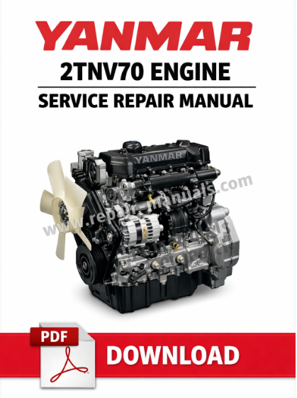 Yanmar 2TNV70 Engine Service Repair Manual cover featuring technical illustrations and detailed instructions for maintenance
