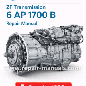 ZF Transmission 6 AP 1700 B Repair Manual cover featuring technical illustrations and detailed repair instructions