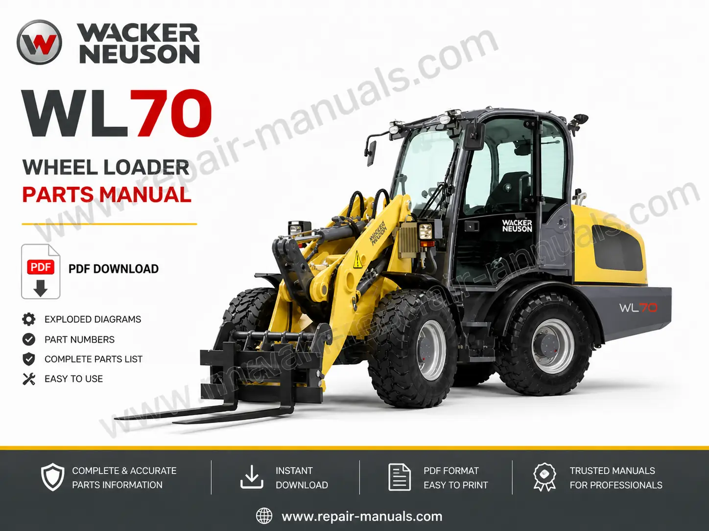 Wacker Neuson WL70 Wheel Loader Parts Manual PDF Download