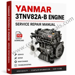 Yanmar 3TNV82A-B service manual cover featuring technical illustrations and specifications for engine maintenance