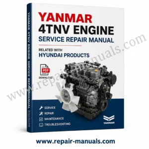 Yanmar 4TNV Engine Service Repair Manual, showcasing the title alongside an image of the engine for reference