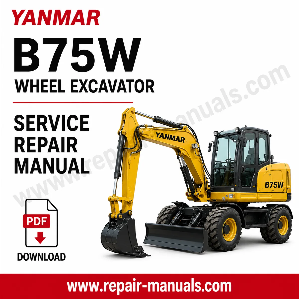 Service Repair Manual for Yanmar B75W Wheel Excavator, showcasing detailed diagrams and maintenance instructions