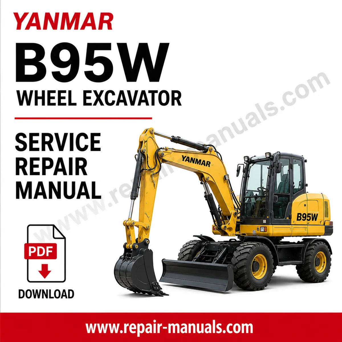 Service Repair Manual for Yanmar B95W Wheel Excavator, showcasing detailed diagrams and maintenance instructions