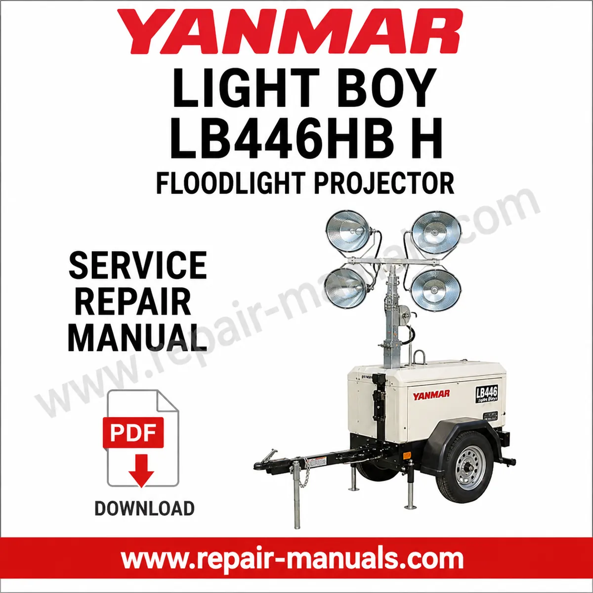 Service repair manual for Yanmar Light Boy LB446HB H Floodlight Projector, showcasing diagrams and maintenance instructions