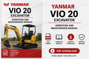 Yanmar VIO 20 Excavator operation and maintenance manual, showcasing the model and key operational details
