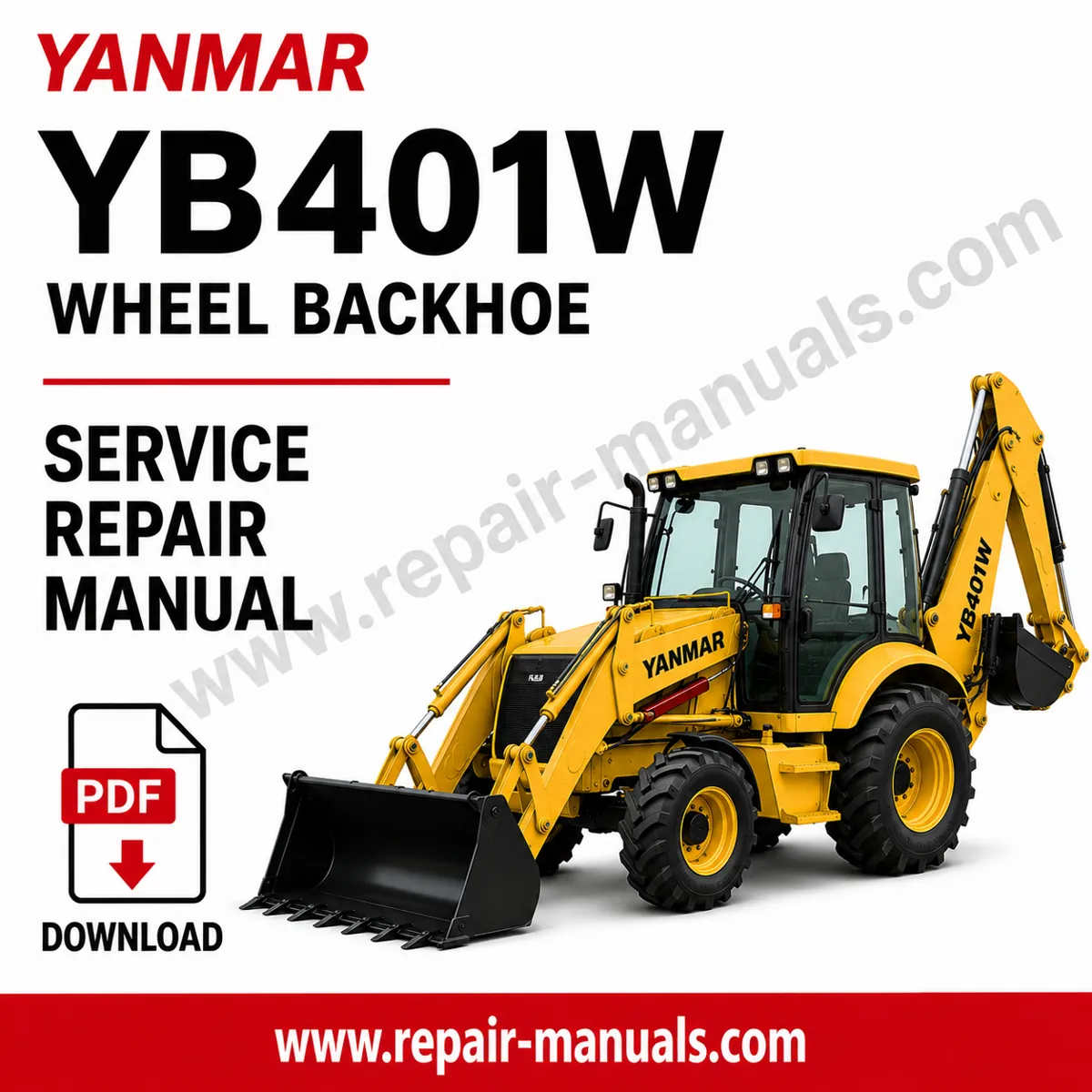 Service Repair Manual for Yanmar YB401W Wheel Backhoe, showcasing detailed diagrams and maintenance instructions