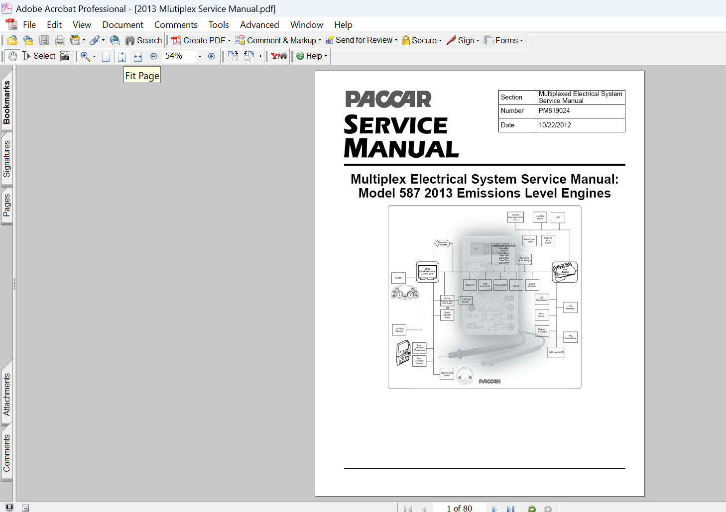 Paccar Model 587 2013 Multiplex Electrical System Service Manual PDF Download