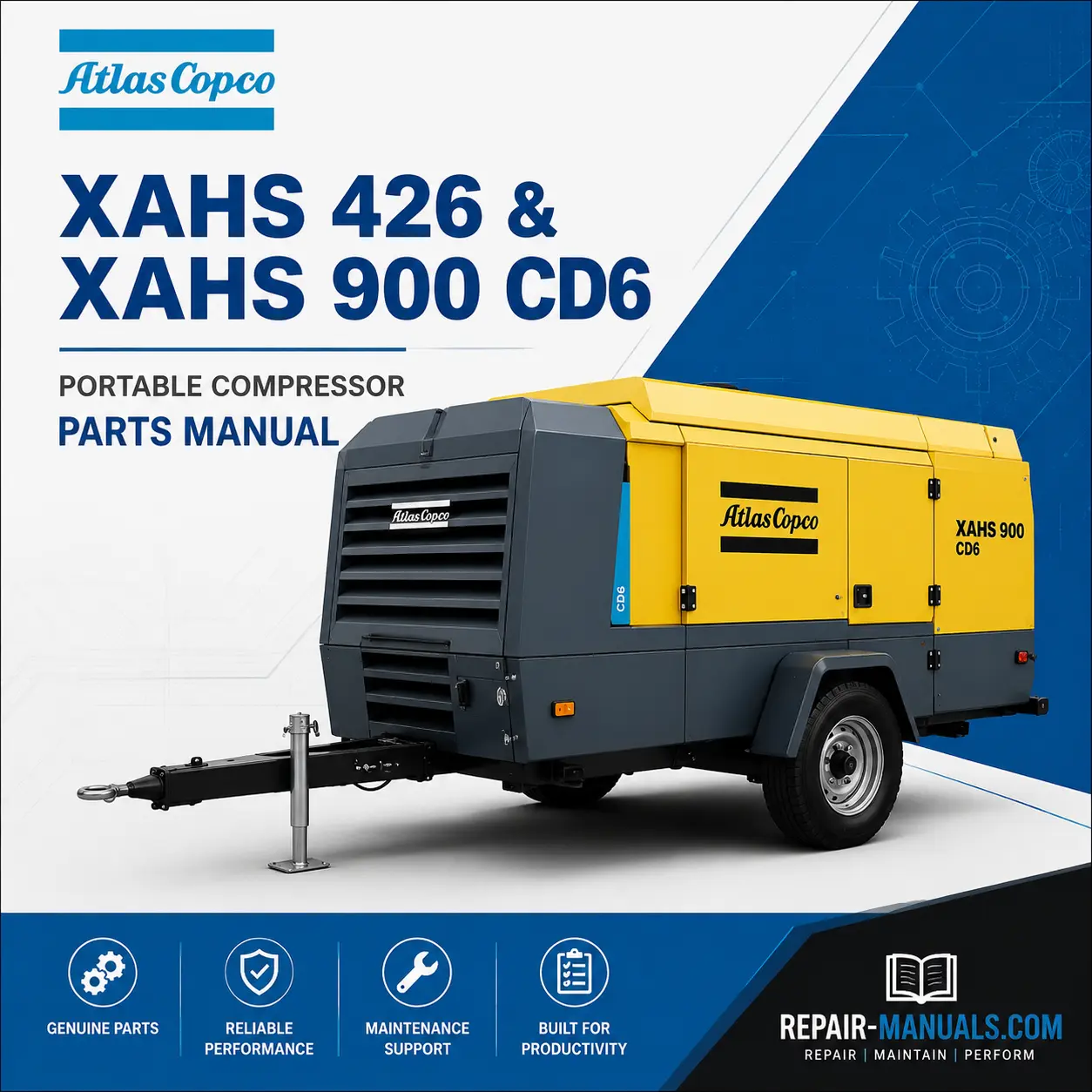 Atlas Copco XAHS 426 and XAHS 900 CD6 Portable Compressor Parts Manual PDF Download
