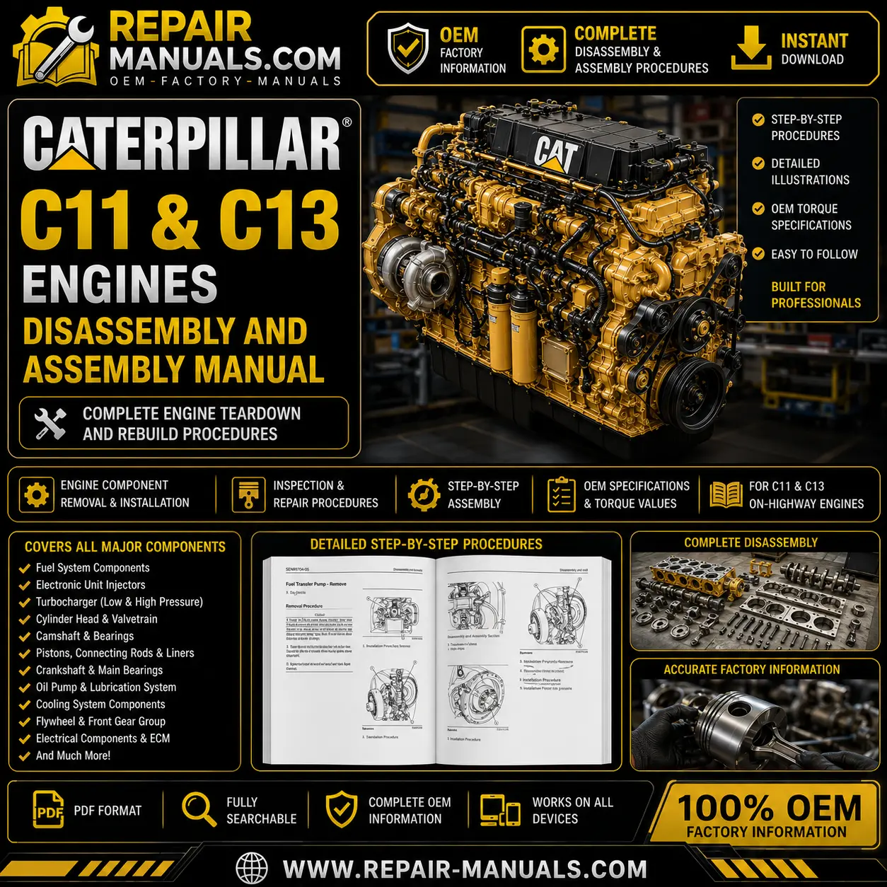 Caterpillar C11 C13 Disassembly and Assembly Manual PDF Download