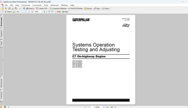 Caterpillar C7 Systems Operation Testing And Adjusting Manual PDF