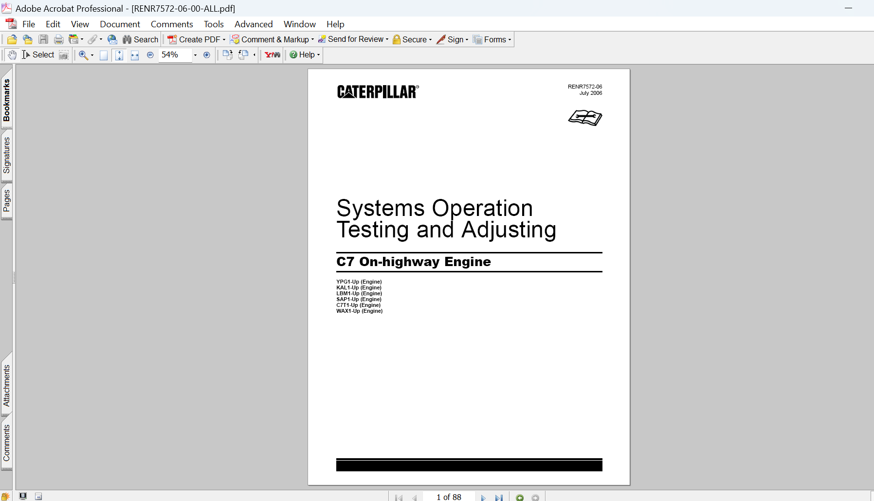 Caterpillar C7 Engine Systems Operation Testing and Adjusting Manual PDF Download