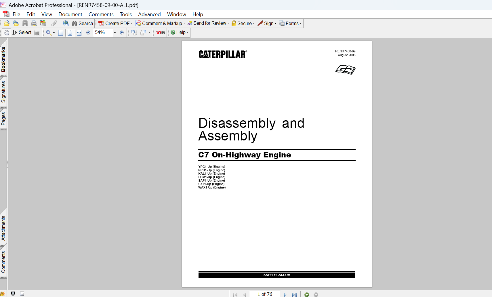 Caterpillar C7 Engines Disassembly and Assembly Manual PDF Download