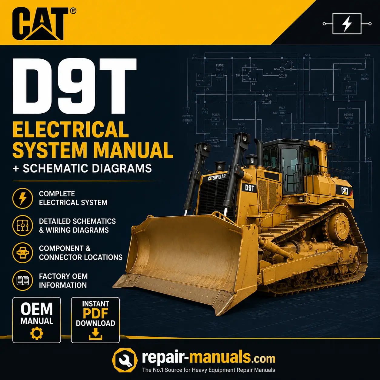 Caterpillar D9T Track-Type Tractor Electrical System Manual and Schematic Diagrams PDF