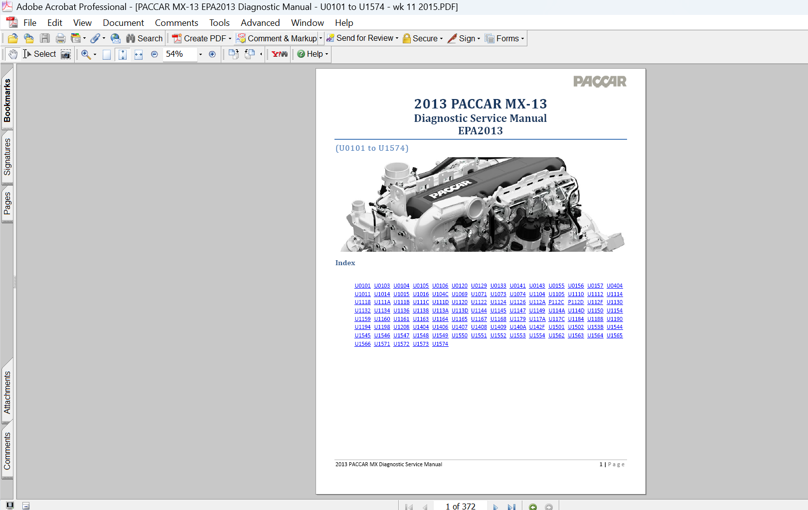 2013 PACCAR MX-13 Diagnostic Service Manual EPA2013 U0101 to U1574 PDF Download