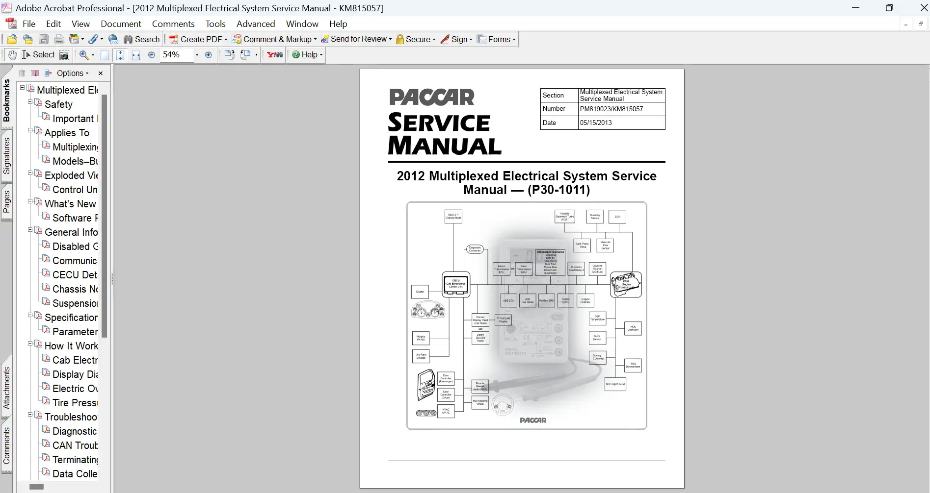 PACCAR 2012 Multiplexed Electrical System Service Manual P30-1011 PDF Download