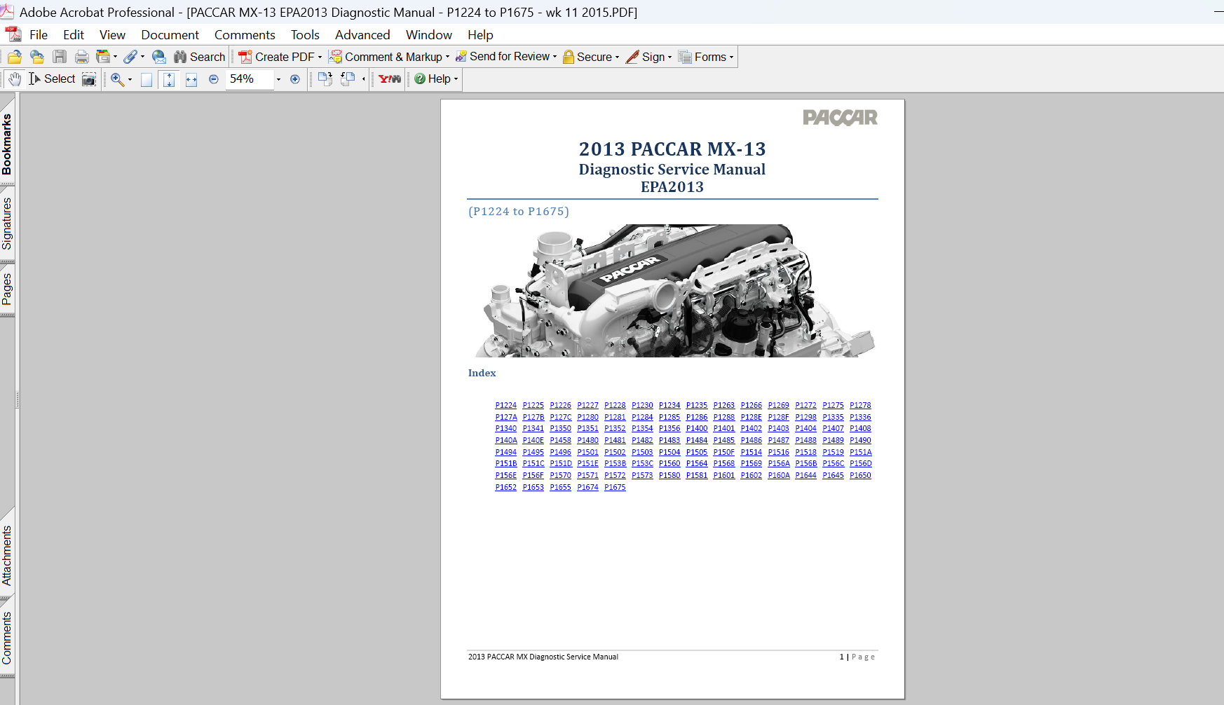 2013 PACCAR MX-13 Diagnostic Service Manual EPA2013 P1224 to P1675 PDF Download