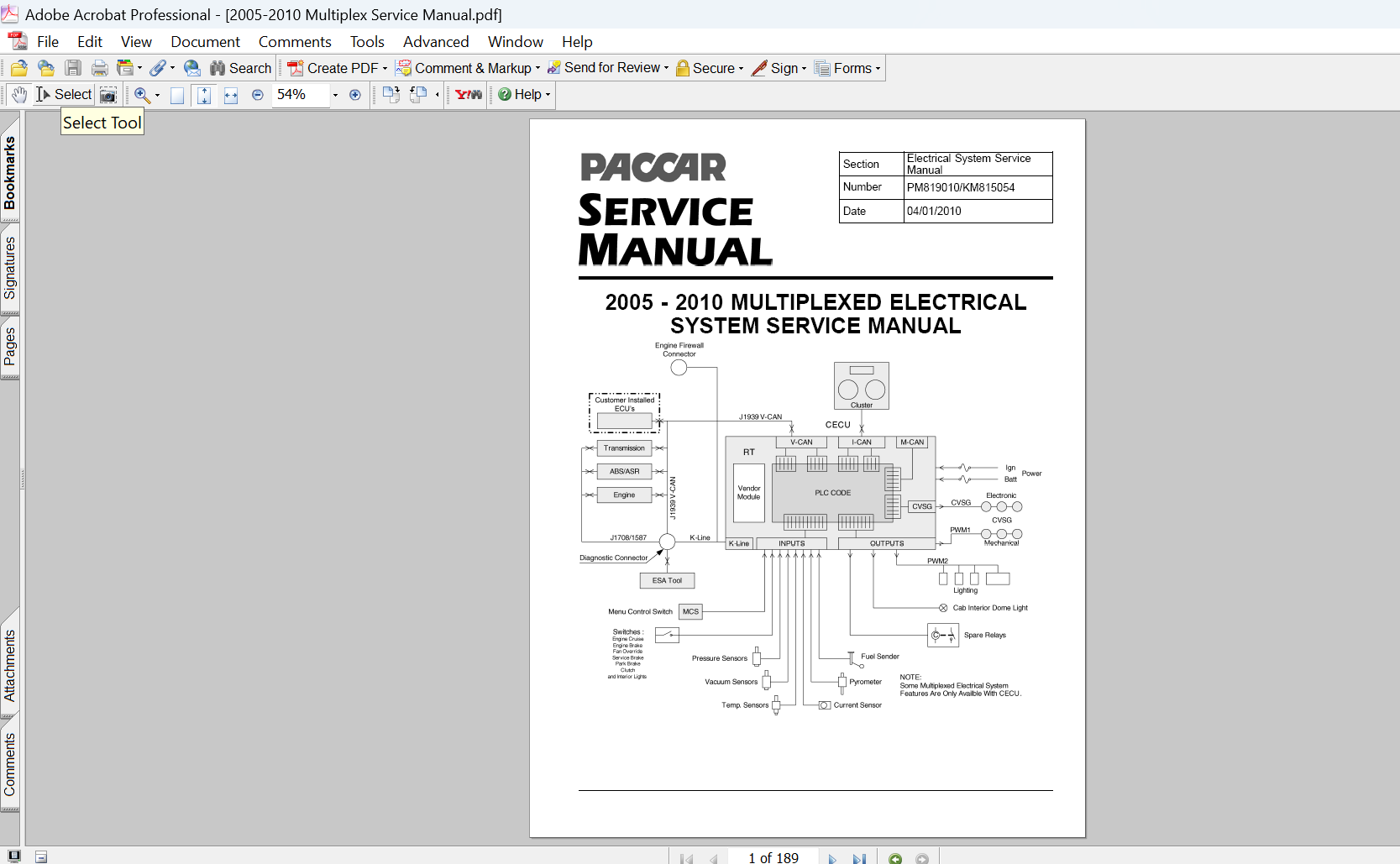 PACCAR 2005-2010 Multiplexed Electrical System Service Manual PDF Download