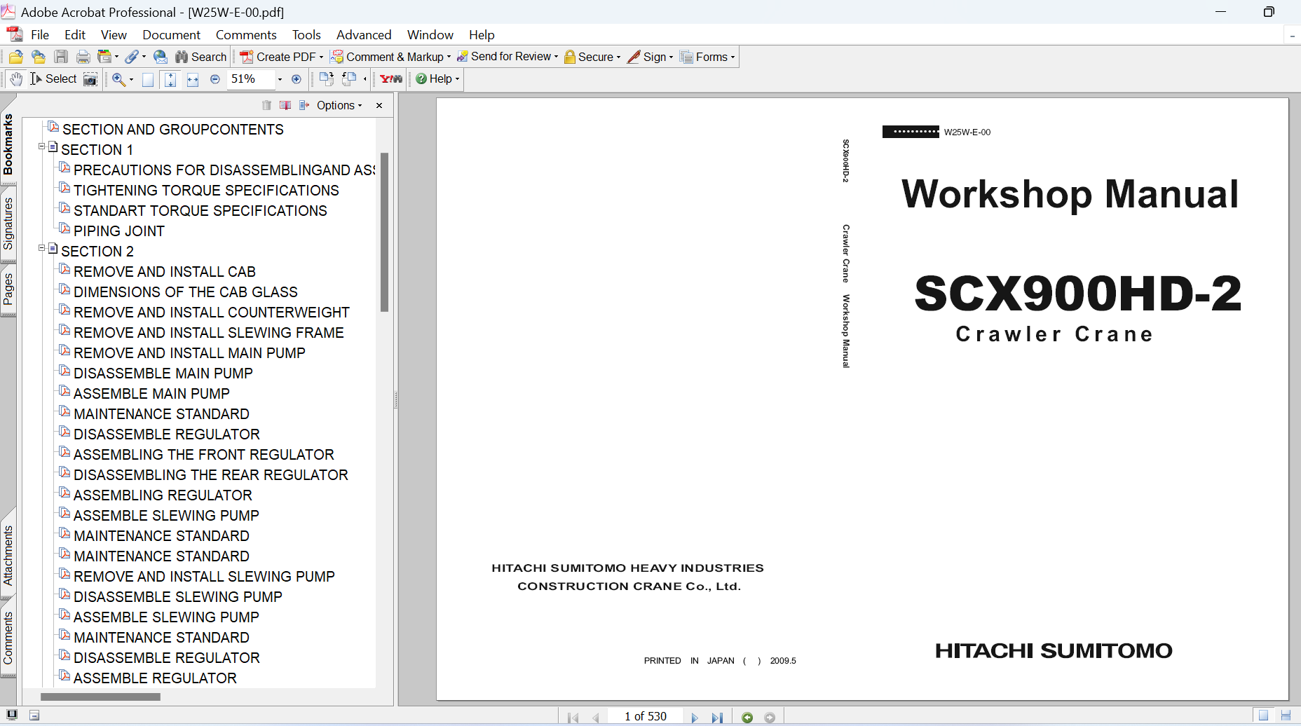 Hitachi Sumitomo SCX900HD-2 Crawler Crane Workshop Service Repair Manual PDF