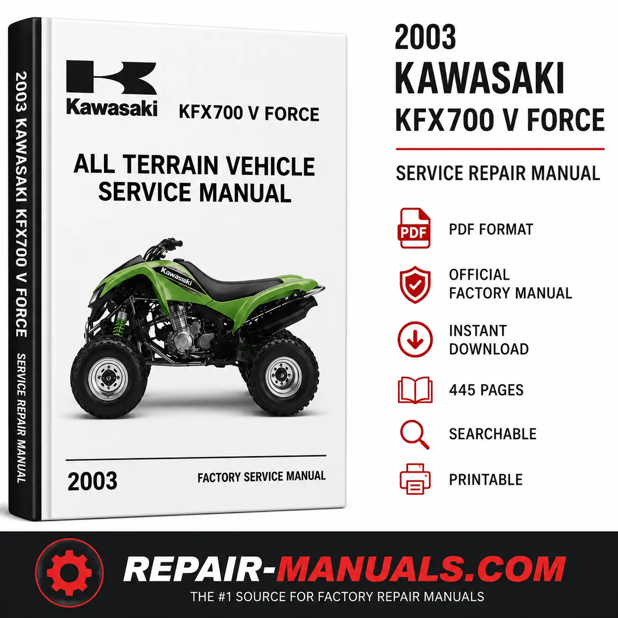 2003 Kawasaki KFX700 V Force Factory Service Repair Manual PDF