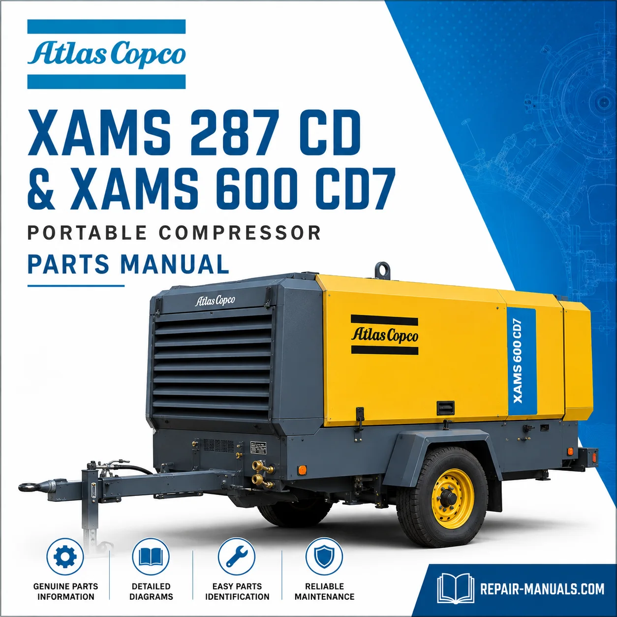 Atlas Copco XAMS 287 CD XAMS 600 CD7 Portable Compressor Parts Manual PDF