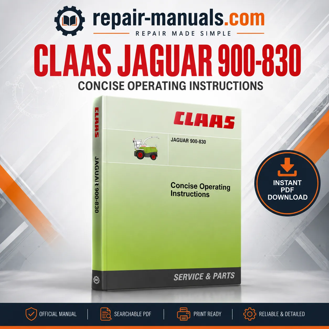 CLAAS JAGUAR 900-830 Concise Operating Instructions Manual PDF