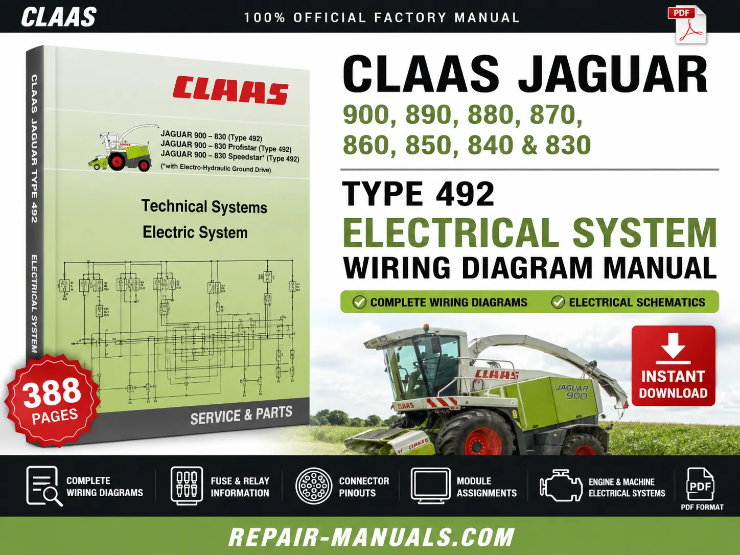 CLAAS JAGUAR 900–830 Type 492 Stone Detector Fitting and Operating Instructions PDF Manual